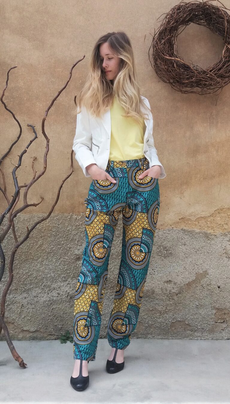 Africké kalhoty tyrkysové