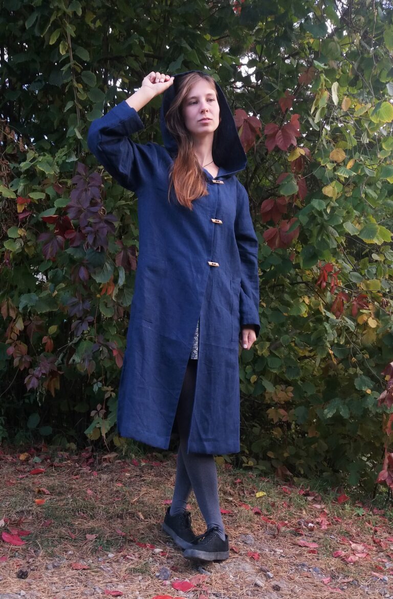 Lněný modrý kardigan