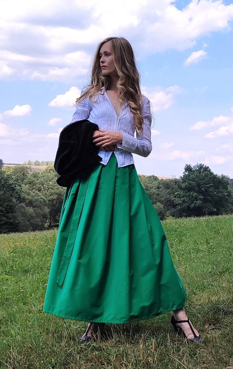 Dlouhá zavinovací manšestrová sukně vodnická