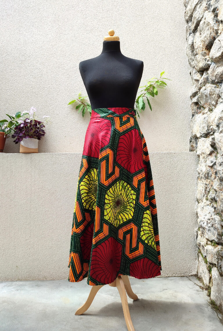 Dlouhá zavinovací sukně - Africa barevná wax