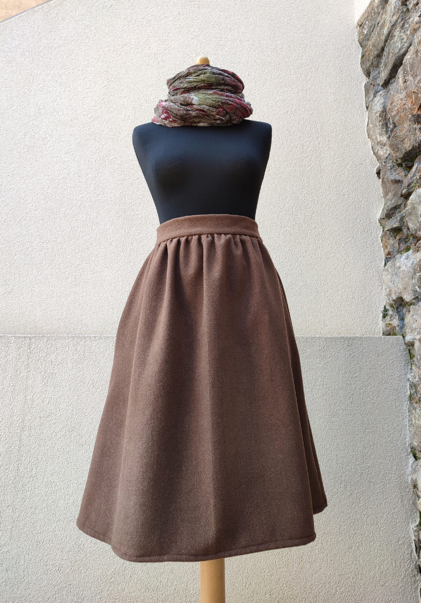 Flaušová sukně - midi zip