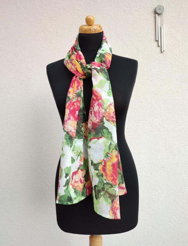 Bavlněný šál - tenký s květy