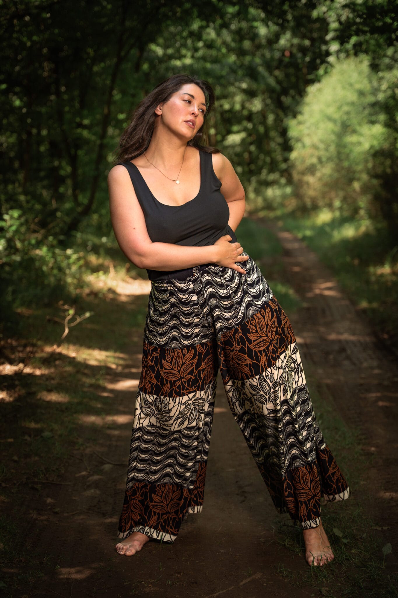 Dámské zavinovací kalhoty - viskóza hnědá