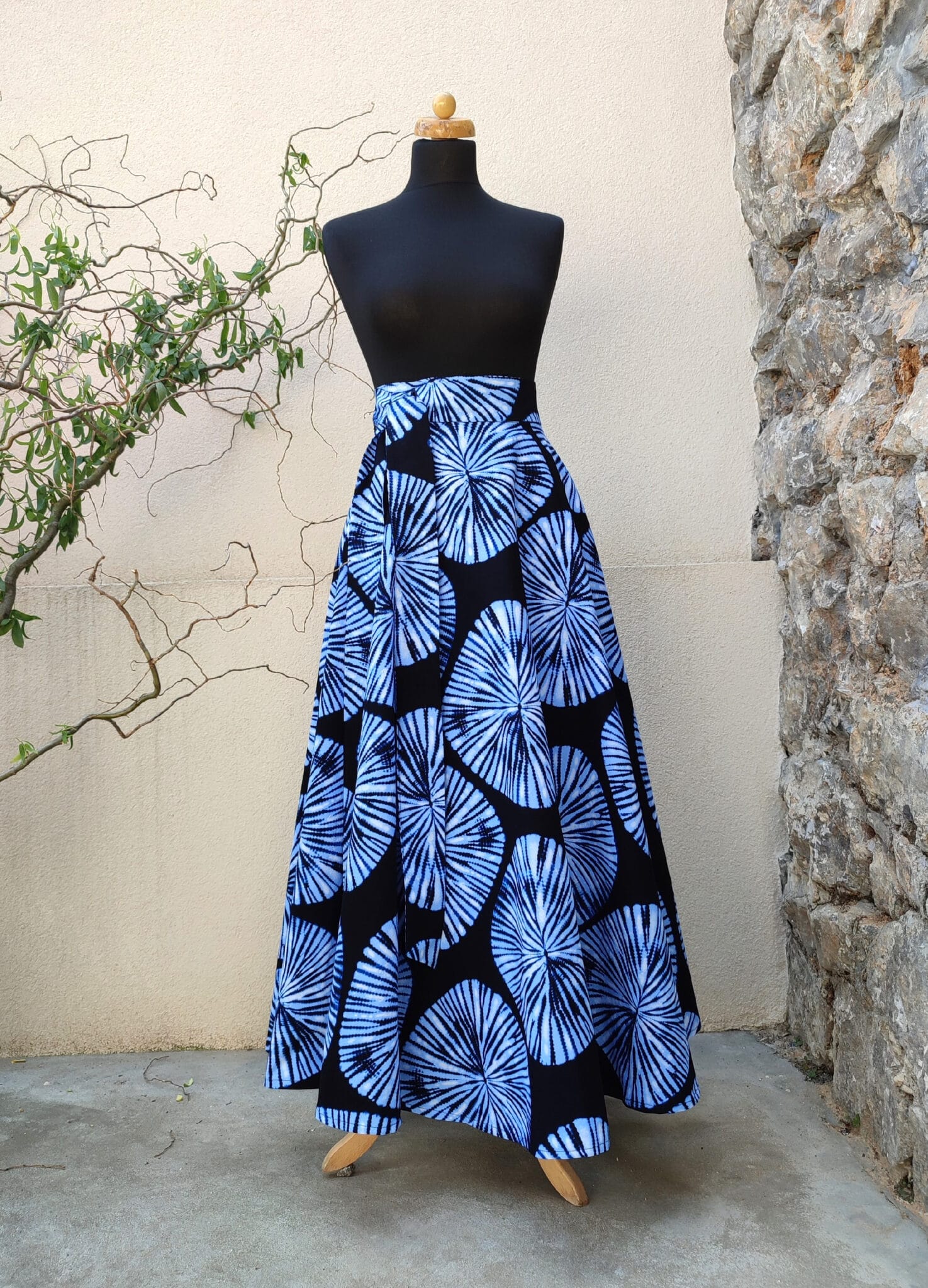 Dámská, zavinovací africká sukně - modrá batika