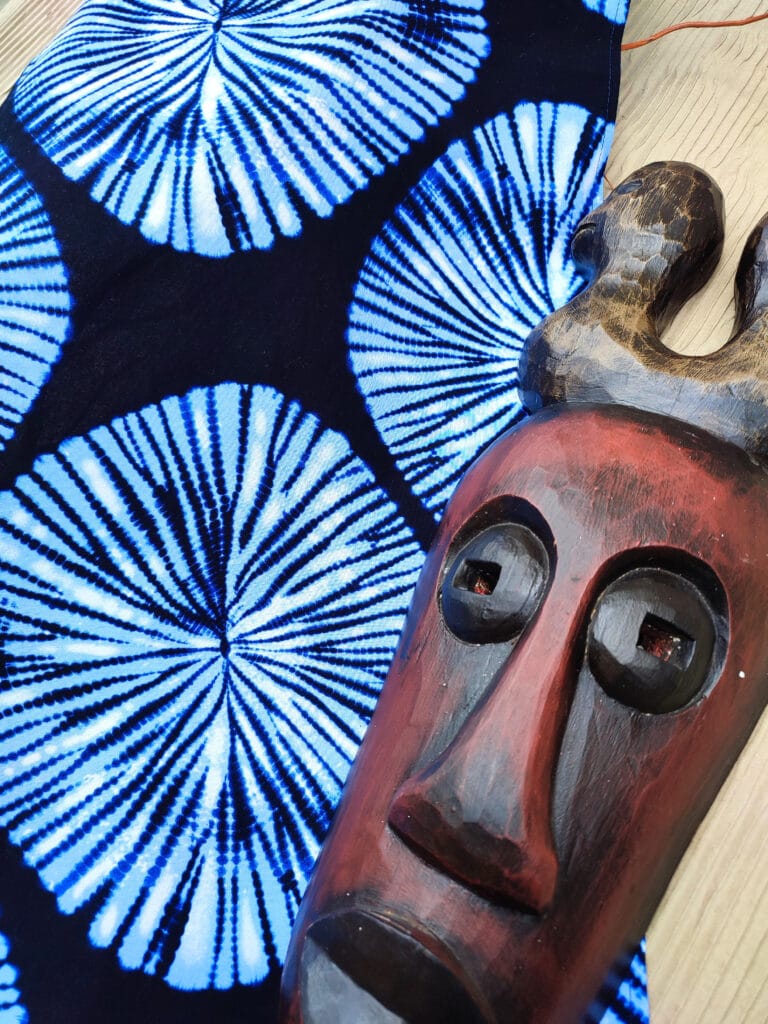 Africký šátek - modrá batika