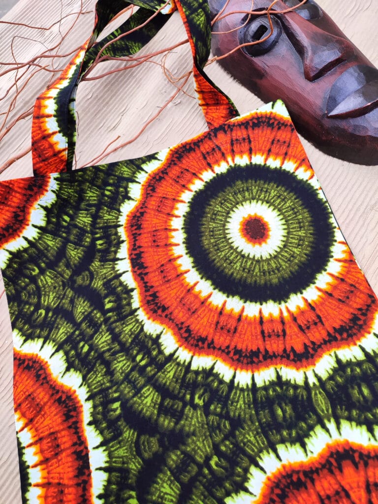 Africká taška + šátek - zelená batika