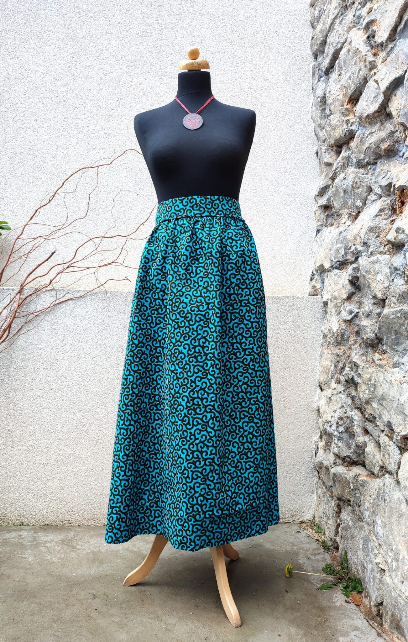 Dámská dlouhá sukně - Afrika tyrkys krouceninky