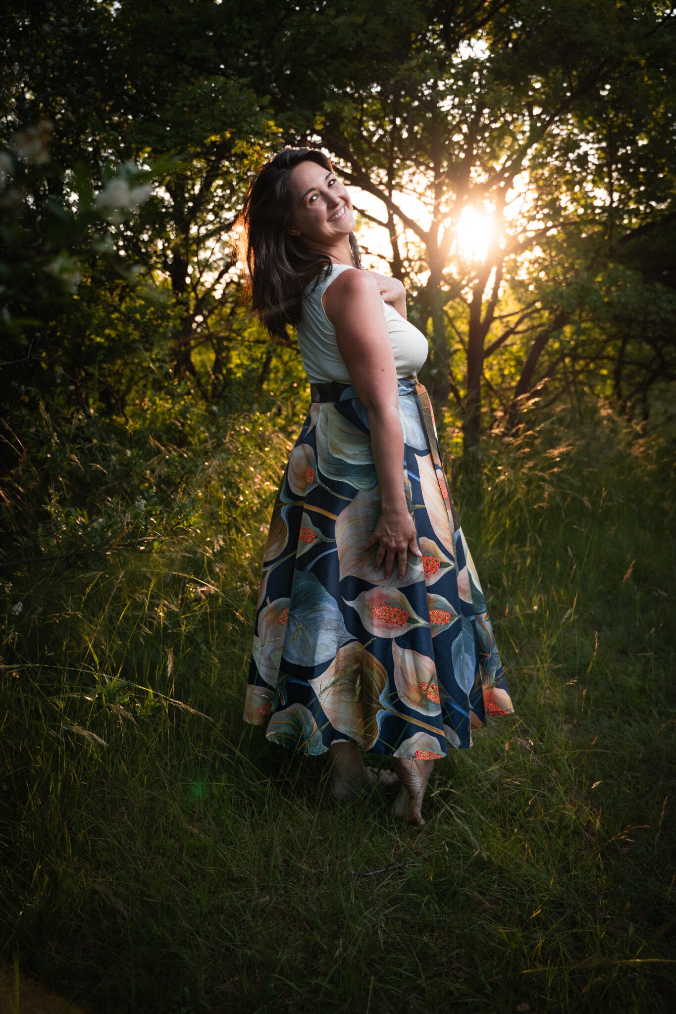 Dlouhá půlkolová sukně - modrá kala