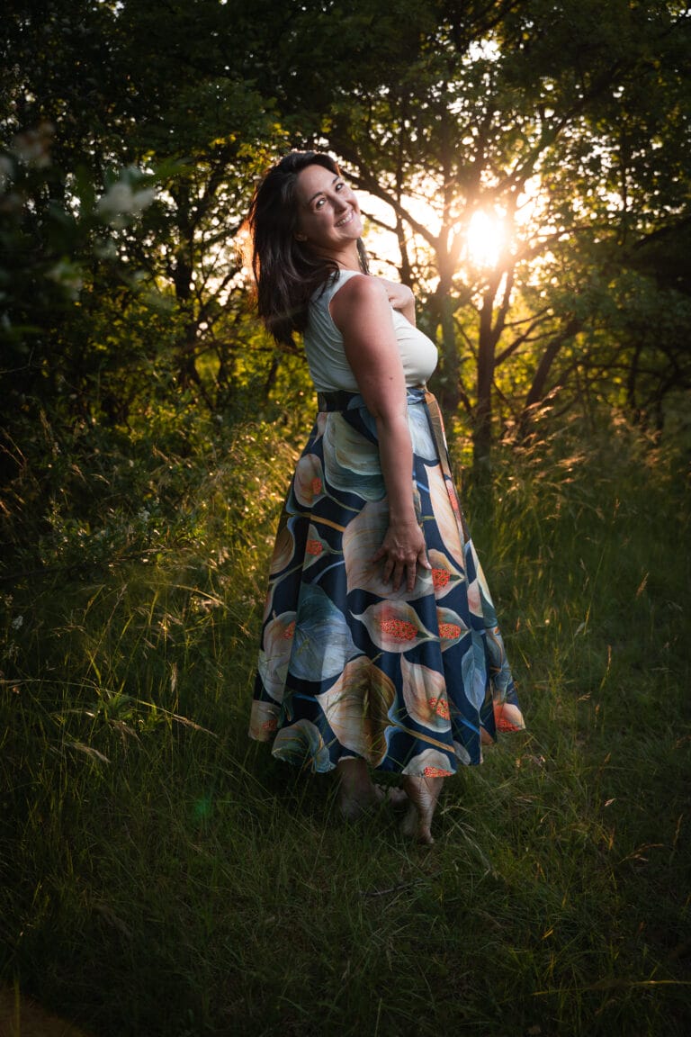 Dlouhá půlkolová sukně - modrá kala