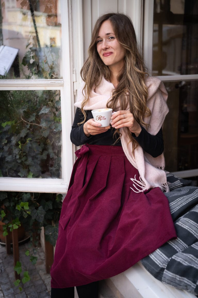 Dámská, manšestrová, zavinovací sukně - midi se sklady