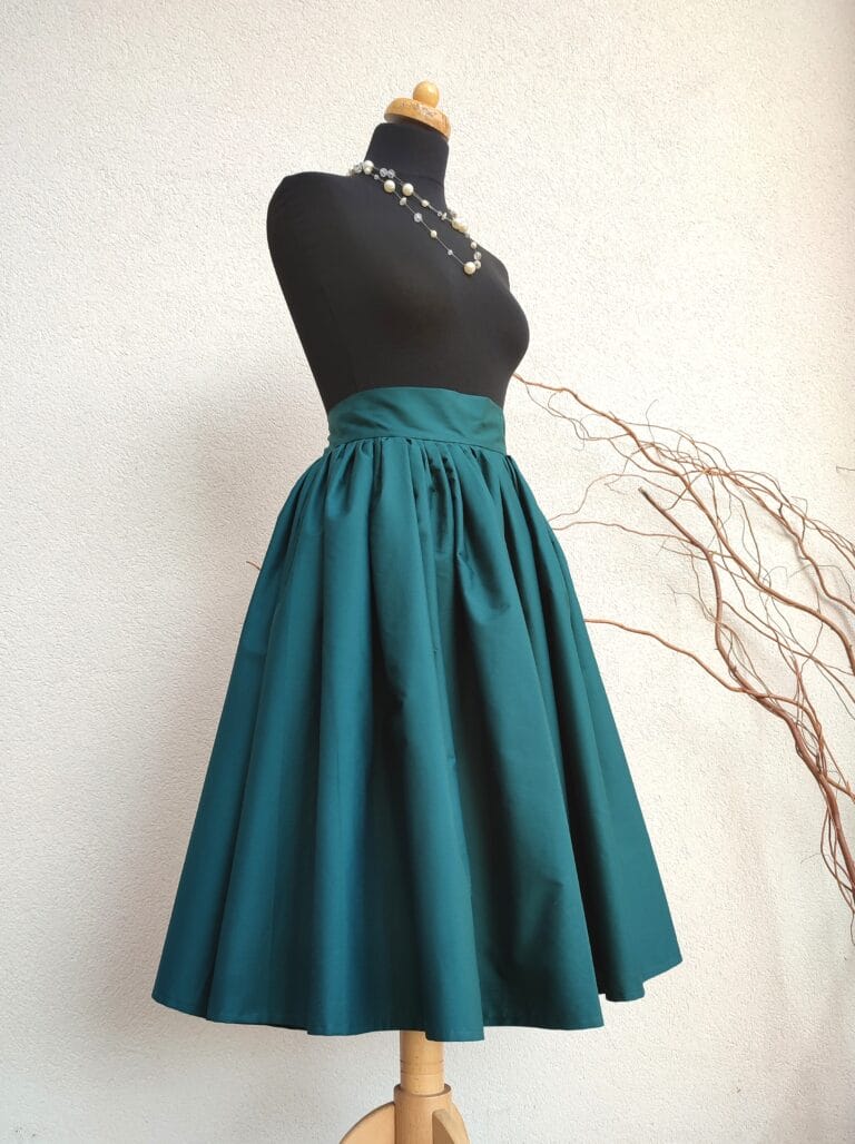 Midi smaragdová - zip