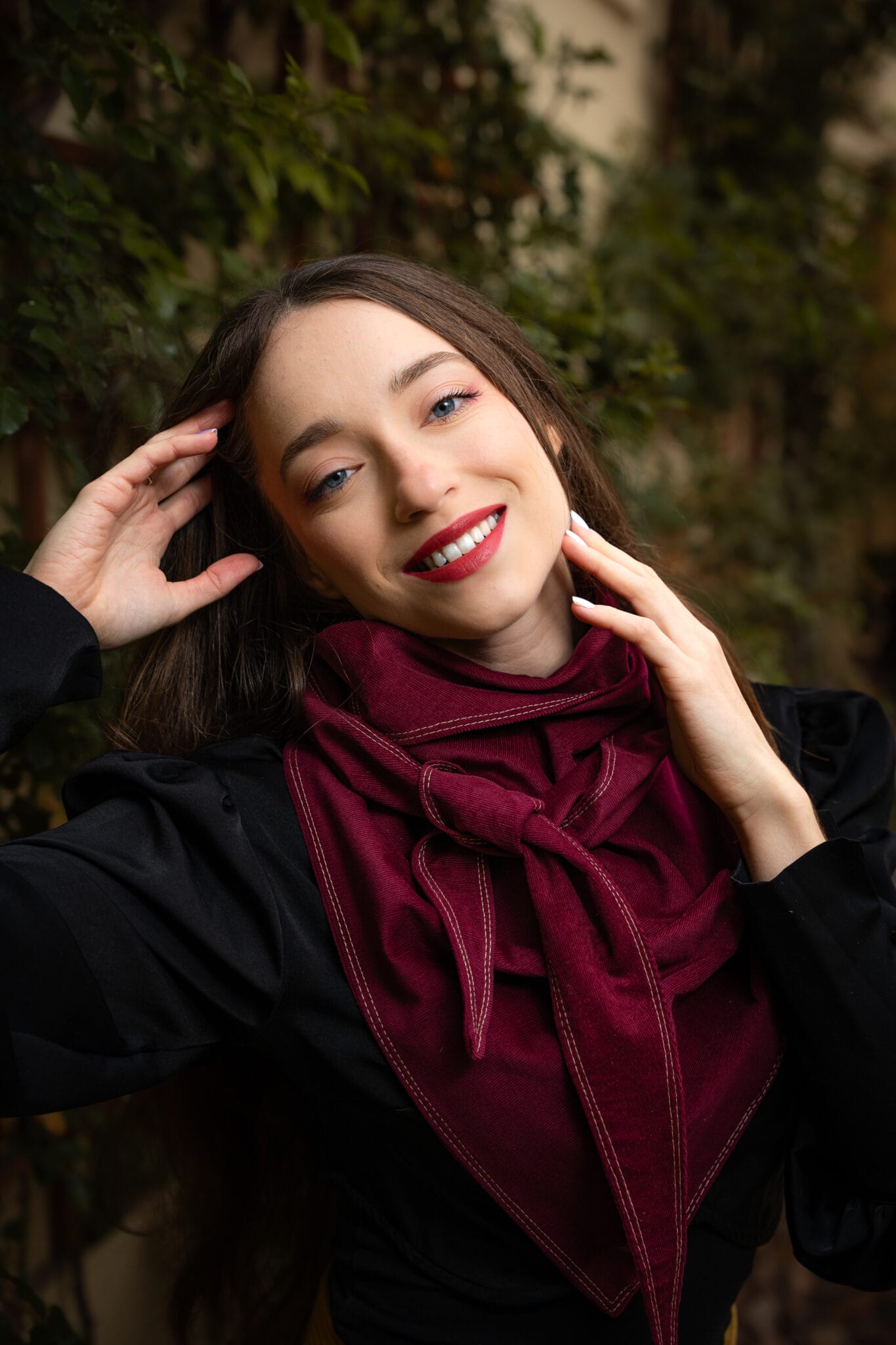 Hřejivé manšestrové nákrčníky bordo a pink - slabší proužek