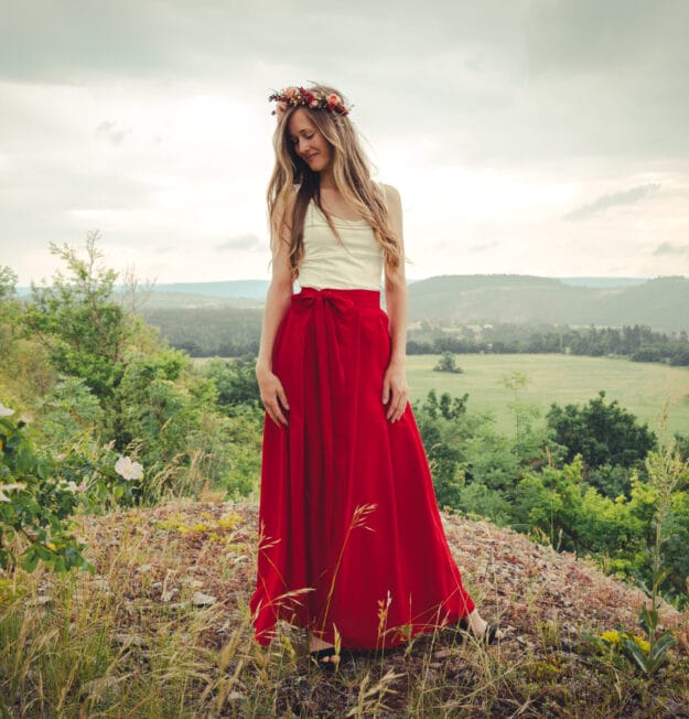 Elegantní dámská dlouhá zavinovací sukně – viskóza, různé barvy