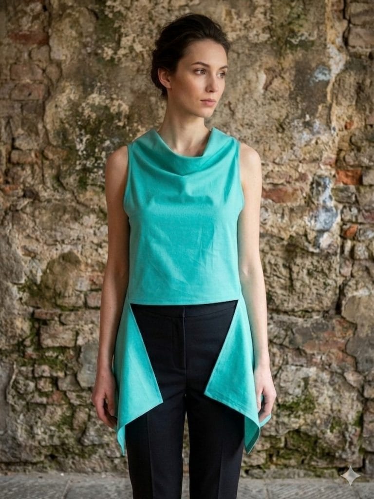 Extravagantní lněný top mint