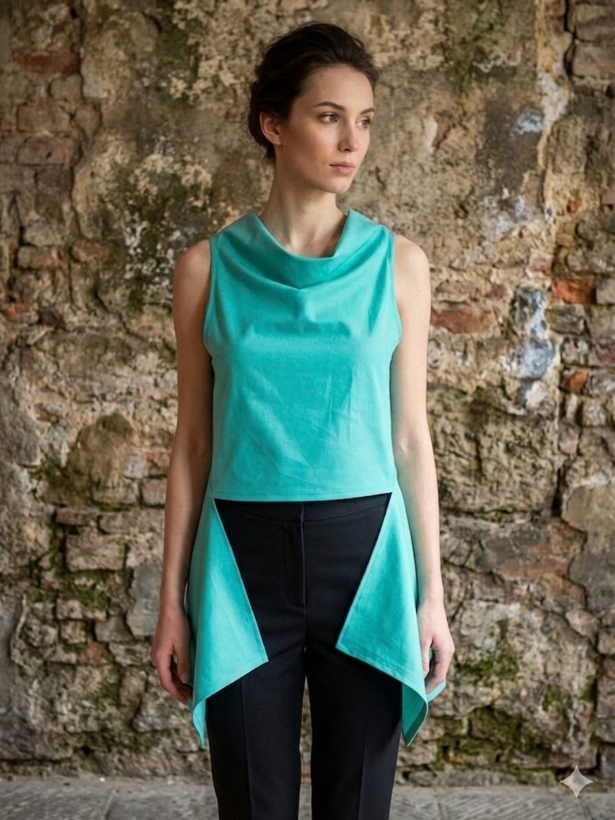 Extravagantní lněný top mint