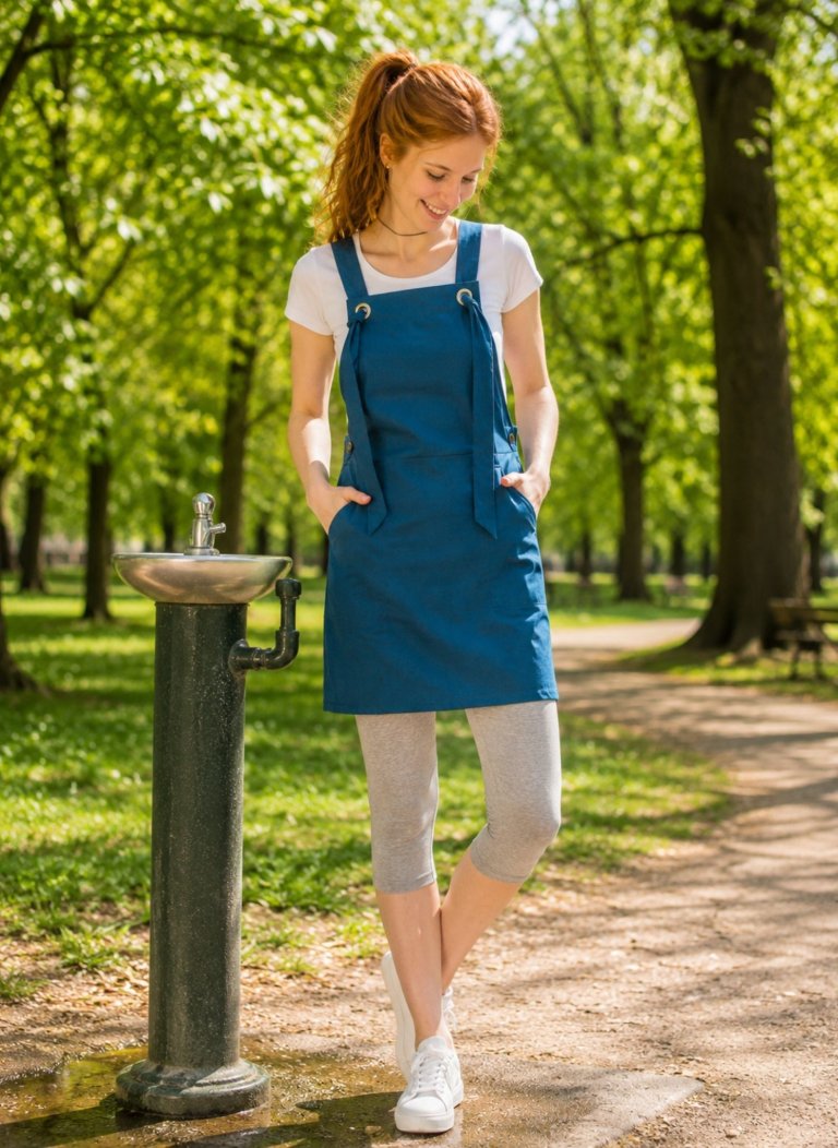 Petrolejová krátká sukně s kšandami