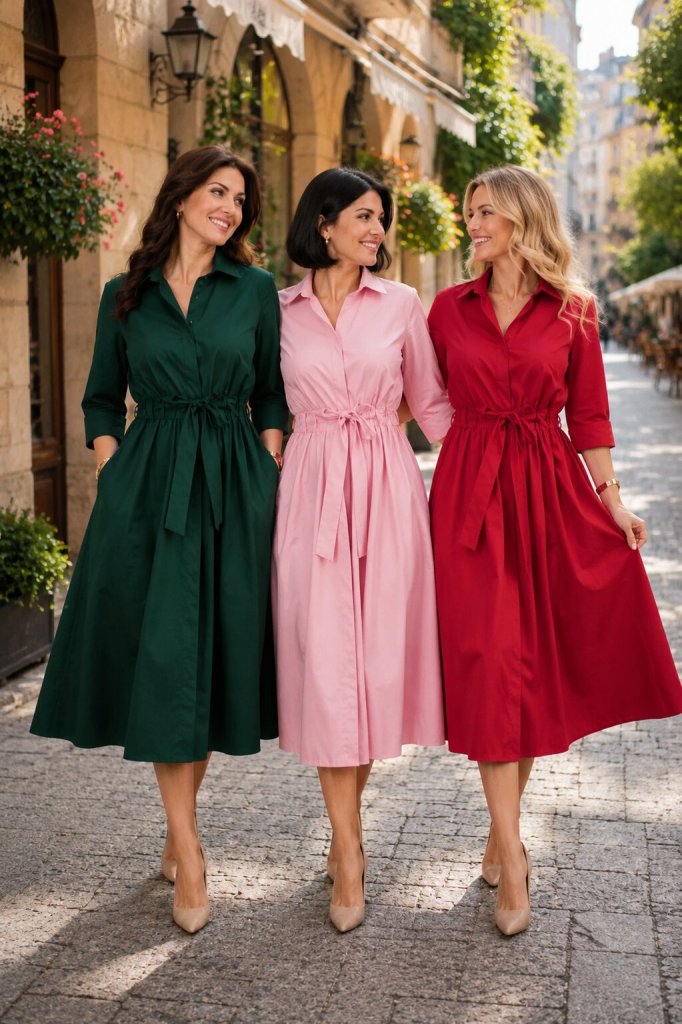 Elegantní košilové šaty v mnoha barevných kombinacích by Marionka