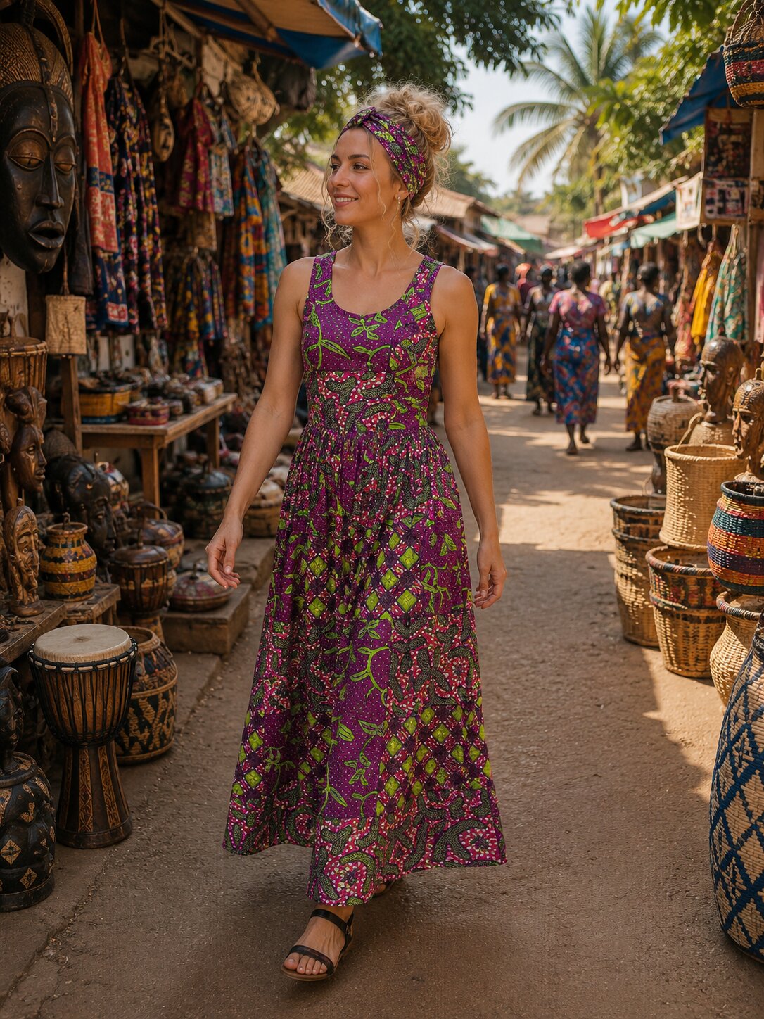 Dlouhé originální šaty - Africa design