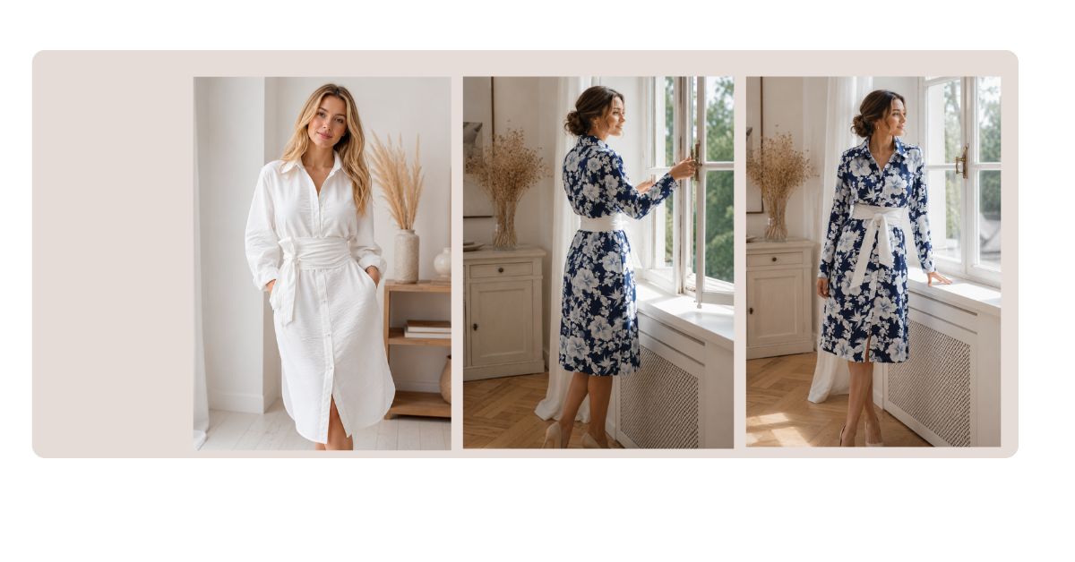 Elegantní košilové šaty šité na míru