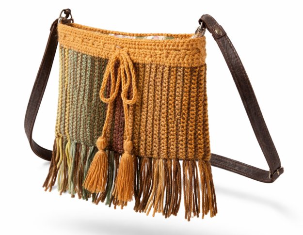 Kabelka boho háčkovaná s třásněmi BERENIKA