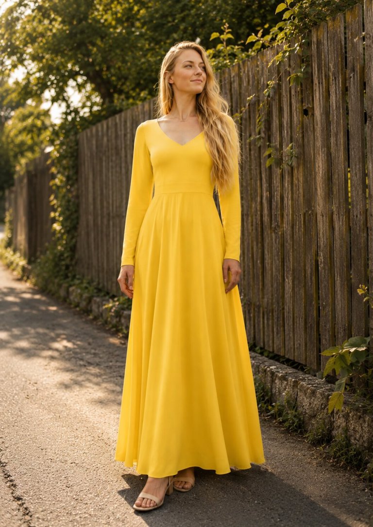 Dlouhé bambusové šaty Sunny v slunečně žlutém odstínu