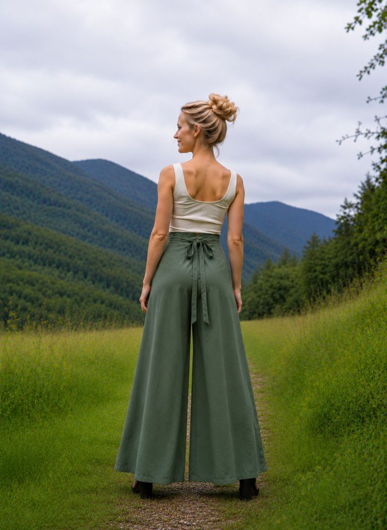 Zavinovací kalhoty Forest Green – limitovaný originál z hebké viskózy