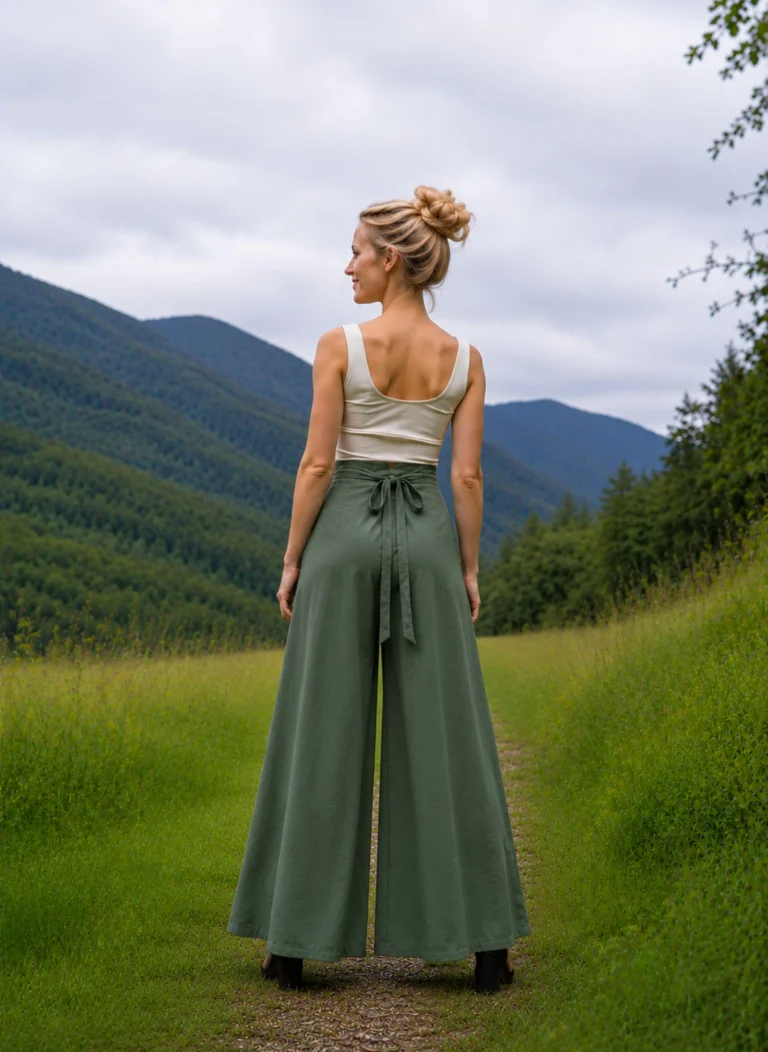 Zavinovací kalhoty Forest Green – limitovaný originál z hebké viskózy